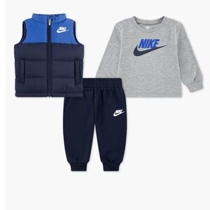 BRAND NEW: 12 Month Nike Matching Set - Navy and Gray
